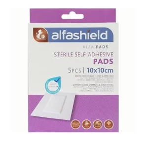 Alfashield Αποστειρωμένα Αυτοκόλλητα Επιθέματα 10x10cm 5τμχ  PLS-AS-056